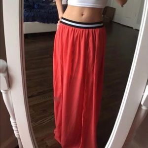 Coral Long Double Split Maxi Skirt